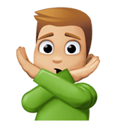 Emoji 🙅🏼‍♂️ Uomo Con Gesto Di Rifiuto: Carnagione Abbastanza Chiara su Facebook 13.1.