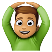 Emoji 🙆🏽‍♂️ Uomo Con Gesto OK: Carnagione Olivastra su Facebook 13.1.