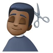 💇🏿‍♂️ Emoji Mann beim Haareschneiden: dunkle Hautfarbe Facebook 13.1.
