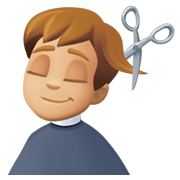 💇🏼‍♂️ Emoji Mann beim Haareschneiden: mittelhelle Hautfarbe Facebook 13.1.