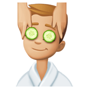 💆🏼‍♂️ Emoji Mann, der eine Kopfmassage bekommt: mittelhelle Hautfarbe Facebook 13.1.
