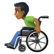 👨🏾‍🦽 Emoji Mann in manuellem Rollstuhl: mitteldunkle Hautfarbe Facebook 13.1.