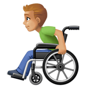 👨🏼‍🦽 Emoji Mann in manuellem Rollstuhl: mittelhelle Hautfarbe Facebook 13.1.