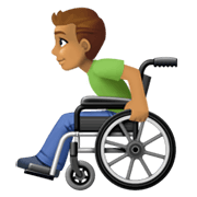 👨🏽‍🦽 Emoji Mann in manuellem Rollstuhl: mittlere Hautfarbe Facebook 13.1.