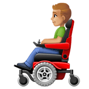 👨🏼‍🦼 Emoji Mann in elektrischem Rollstuhl: mittelhelle Hautfarbe Facebook 13.1.