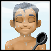 🧖🏾‍♂️ Emoji Homem Na Sauna: Pele Morena Escura na Facebook 13.1.