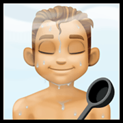🧖🏽‍♂️ Emoji Mann in Dampfsauna: mittlere Hautfarbe Facebook 13.1.