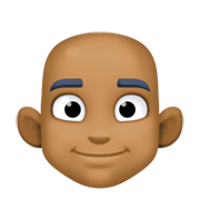 👨🏾‍🦲 Emoji Mann: mitteldunkle Hautfarbe, Glatze Facebook 13.1.