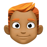 👨🏾‍🦰 Emoji Mann: mitteldunkle Hautfarbe, rotes Haar Facebook 13.1.