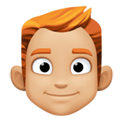 👨🏼‍🦰 Emoji Mann: mittelhelle Hautfarbe, rotes Haar Facebook 13.1.