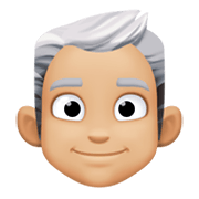 👨🏼‍🦳 Emoji Mann: mittelhelle Hautfarbe, weißes Haar Facebook 13.1.