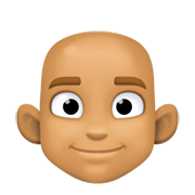 👨🏽‍🦲 Emoji Mann: mittlere Hautfarbe, Glatze Facebook 13.1.