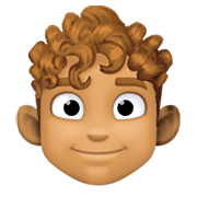 👨🏽‍🦱 Emoji Mann: mittlere Hautfarbe, lockiges Haar Facebook 13.1.