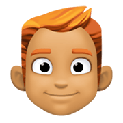 👨🏽‍🦰 Emoji Mann: mittlere Hautfarbe, rotes Haar Facebook 13.1.