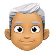 👨🏽‍🦳 Emoji Mann: mittlere Hautfarbe, weißes Haar Facebook 13.1.