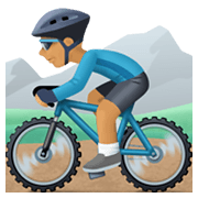 🚵🏽‍♂️ Emoji Mountainbiker: mittlere Hautfarbe Facebook 13.1.