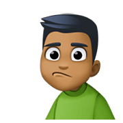 Emoji 🙎🏾‍♂️ Uomo Imbronciato: Carnagione Abbastanza Scura su Facebook 13.1.