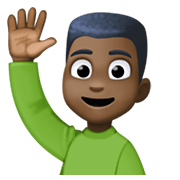 🙋🏿‍♂️ Emoji Mann mit erhobenem Arm: dunkle Hautfarbe Facebook 13.1.