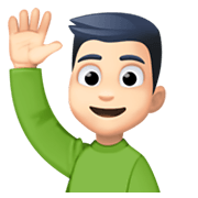 Emoji 🙋🏻‍♂️ Uomo Con Mano Alzata: Carnagione Chiara su Facebook 13.1.