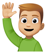 🙋🏼‍♂️ Emoji Mann mit erhobenem Arm: mittelhelle Hautfarbe Facebook 13.1.