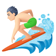 🏄🏻‍♂️ Emoji Hombre Haciendo Surf: Tono De Piel Claro en Facebook 13.1.
