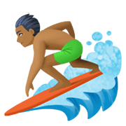 🏄🏾‍♂️ Emoji Hombre Haciendo Surf: Tono De Piel Oscuro Medio en Facebook 13.1.