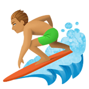 Émoji 🏄🏽‍♂️ Surfeur : Peau Légèrement Mate sur Facebook 13.1.