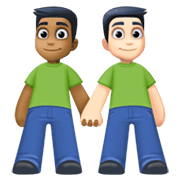 👨🏾‍🤝‍👨🏻 Emoji händchenhaltende Männer: mitteldunkle Hautfarbe, helle Hautfarbe Facebook 13.1.