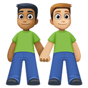 👨🏾‍🤝‍👨🏼 Emoji händchenhaltende Männer: mitteldunkle Hautfarbe, mittelhelle Hautfarbe Facebook 13.1.