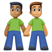 👨🏾‍🤝‍👨🏽 Emoji händchenhaltende Männer: mitteldunkle Hautfarbe, mittlere Hautfarbe Facebook 13.1.