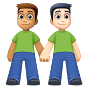 👨🏽‍🤝‍👨🏻 Emoji händchenhaltende Männer: mittlere Hautfarbe, helle Hautfarbe Facebook 13.1.