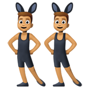 👯🏽‍♂️ Emoji Männer mit Hasenohren, mittlere Hautfarbe Facebook 13.1.