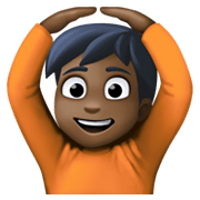 🙆🏿 Emoji Person mit Händen auf dem Kopf: dunkle Hautfarbe Facebook 13.1.