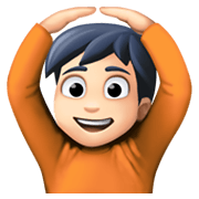🙆🏻 Emoji Person mit Händen auf dem Kopf: helle Hautfarbe Facebook 13.1.