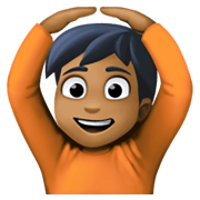 🙆🏾 Emoji Person mit Händen auf dem Kopf: mitteldunkle Hautfarbe Facebook 13.1.