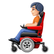 🧑🏻‍🦼 Emoji Person in motorisiertem Rollstuhl: helle Hautfarbe Facebook 13.1.