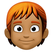 🧑🏾‍🦰 Emoji Erwachsener: mitteldunkle Hautfarbe, rotes Haar Facebook 13.1.