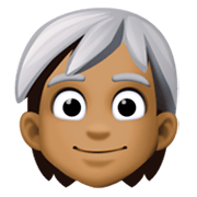 🧑🏾‍🦳 Emoji Erwachsener: mitteldunkle Hautfarbe, weißes Haar Facebook 13.1.