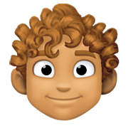 Emoji 🧑🏽‍🦱 Persona: Carnagione Olivastra E Capelli Ricci su Facebook 13.1.