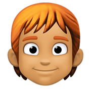 🧑🏽‍🦰 Emoji Erwachsener: mittlere Hautfarbe, rotes Haar Facebook 13.1.