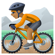 🚵🏾 Emoji Persona En Bicicleta De Montaña: Tono De Piel Oscuro Medio en Facebook 13.1.