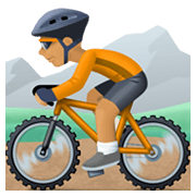 🚵🏽 Emoji Persona En Bicicleta De Montaña: Tono De Piel Medio en Facebook 13.1.