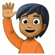 🙋🏾 Emoji Persona Con La Mano Levantada: Tono De Piel Oscuro Medio en Facebook 13.1.