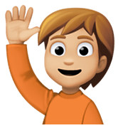 🙋🏼 Emoji Persona Con La Mano Levantada: Tono De Piel Claro Medio en Facebook 13.1.