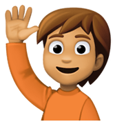 🙋🏽 Emoji Pessoa Levantando A Mão: Pele Morena na Facebook 13.1.