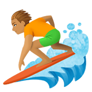 Émoji 🏄🏽 Personne Faisant Du Surf : Peau Légèrement Mate sur Facebook 13.1.