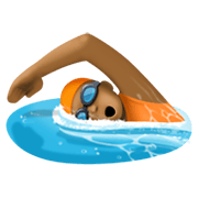 🏊🏾 Emoji Persona Nadando: Tono De Piel Oscuro Medio en Facebook 13.1.