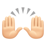 🙌🏻 Emoji zwei erhobene Handflächen: helle Hautfarbe Facebook 13.1.