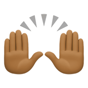🙌🏾 Emoji Mãos Para Cima: Pele Morena Escura na Facebook 13.1.