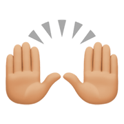 🙌🏼 Emoji zwei erhobene Handflächen: mittelhelle Hautfarbe Facebook 13.1.
